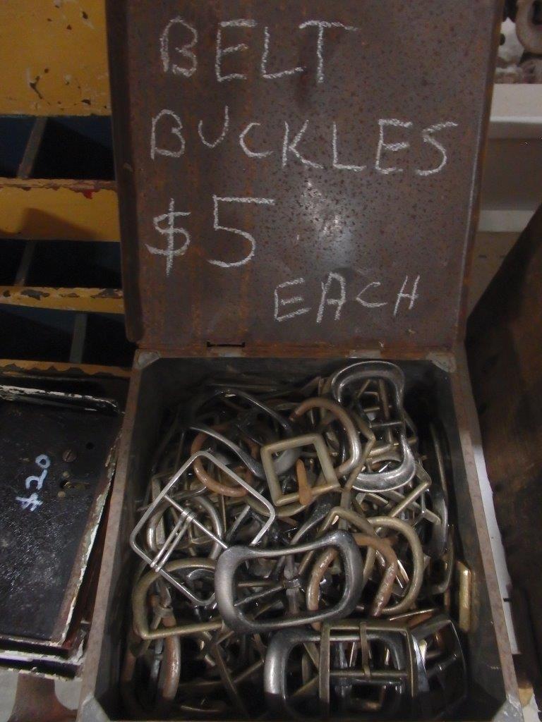Old assorted metal buckles for sale at Heath's Old Wares , Collectables and Industrial Antiques 19-21 Broadway Burringbar, Open 7 Days Ph 0266771181 